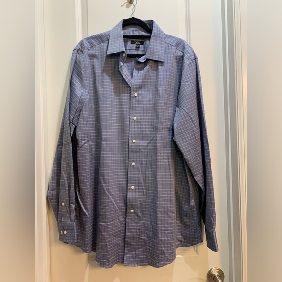 Kirkland Signature Tailored Fit Non Iron 17.5-36/37 XL Gray Check Long Sleeve - Picture 1 of 6